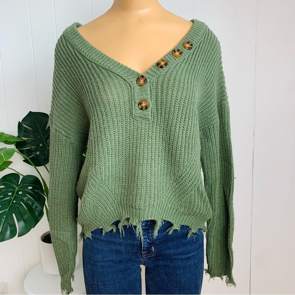 Rue21 Green Button-Detail Women's Sweater size medium